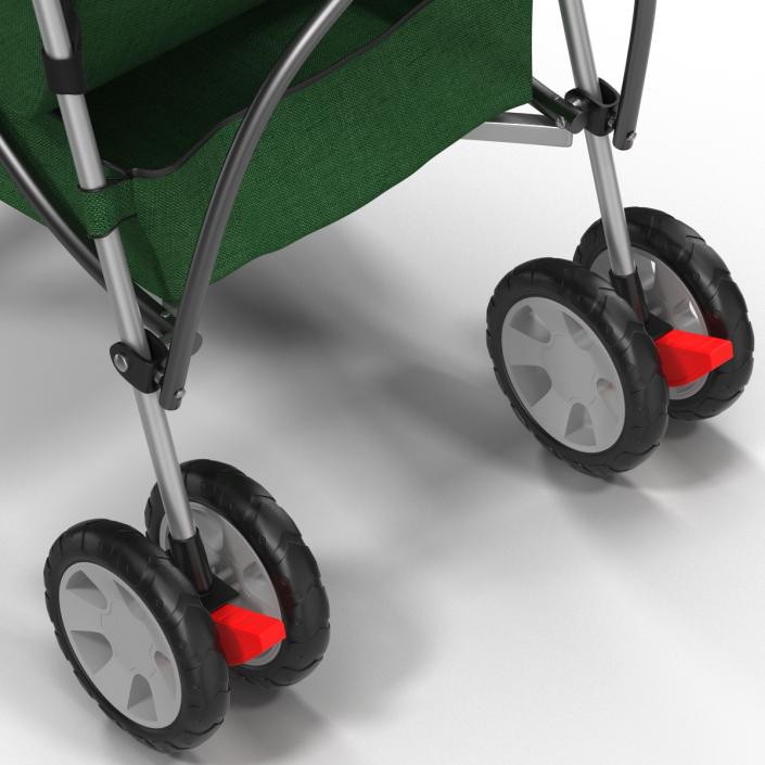 Baby Stroller Green 3D model