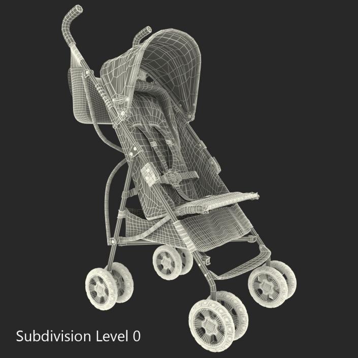 Baby Stroller Red 3D