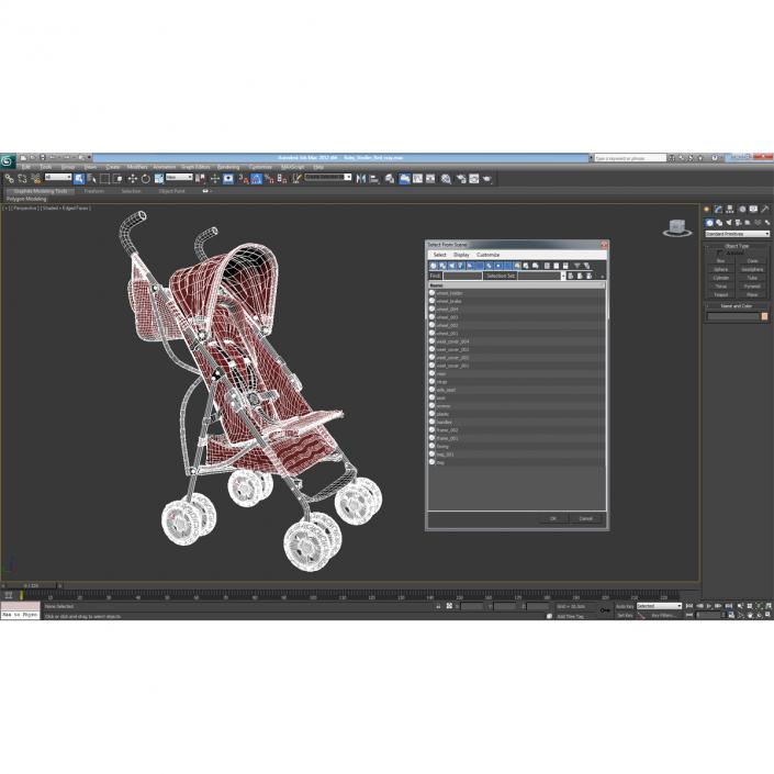 Baby Stroller Red 3D