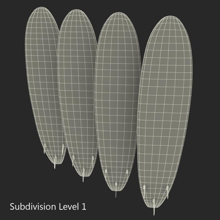 3D Surfboard Longboard 3D Models Set model