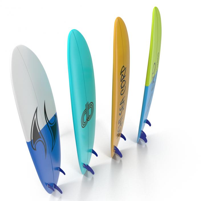 3D Surfboard Longboard 3D Models Set model