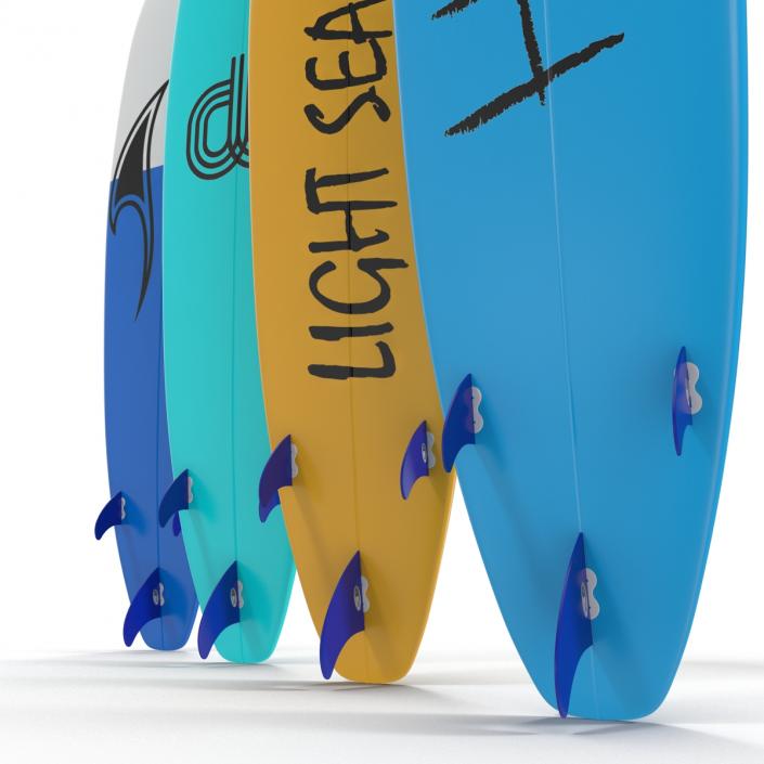 3D Surfboard Longboard 3D Models Set model