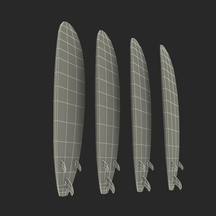 3D Surfboard Longboard 3D Models Set model