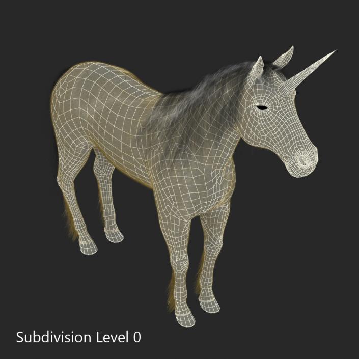 3D Unicorn with Fur 2 model