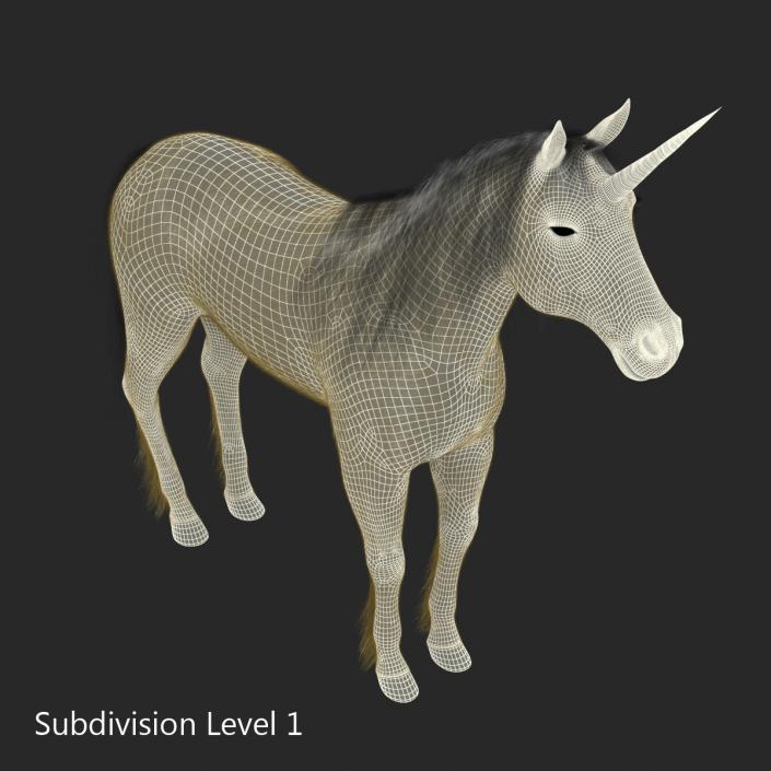 3D Unicorn with Fur 2 model