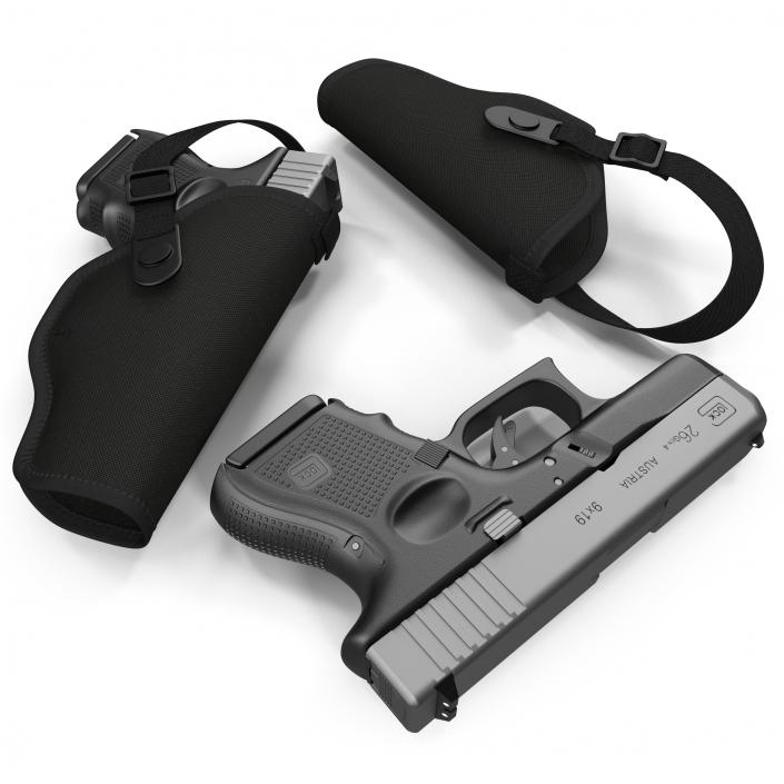 3D model Glock 26 and Holster