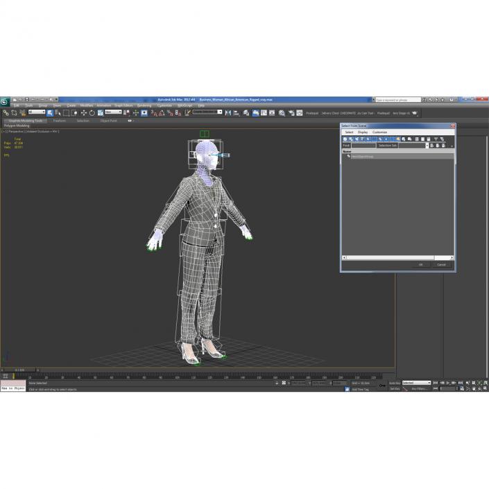 3D Business Woman African American Rigged model