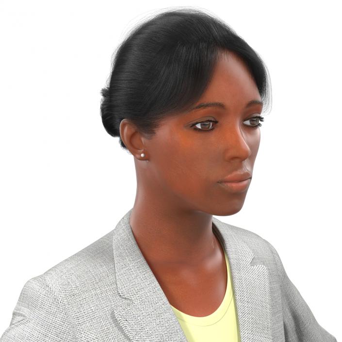 3D Business Woman African American Rigged model