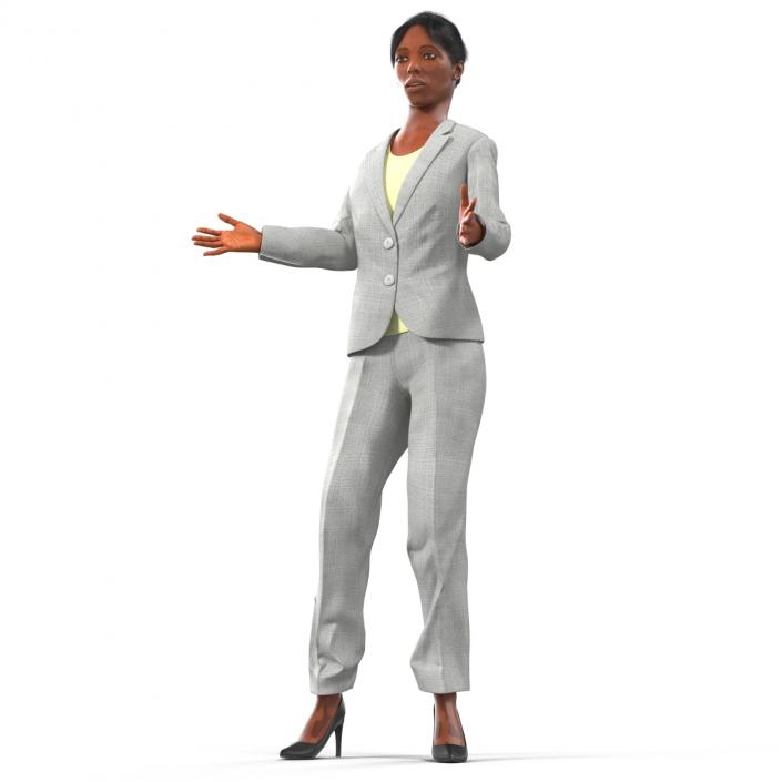 3D Business Woman African American Rigged model