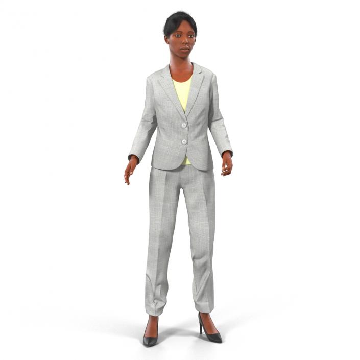 3D Business Woman African American Rigged model