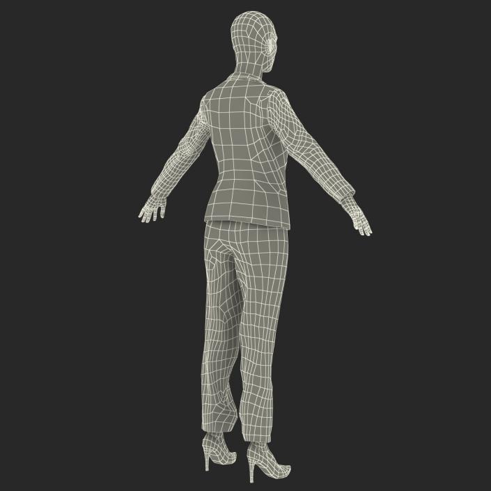 3D Business Woman African American Rigged model