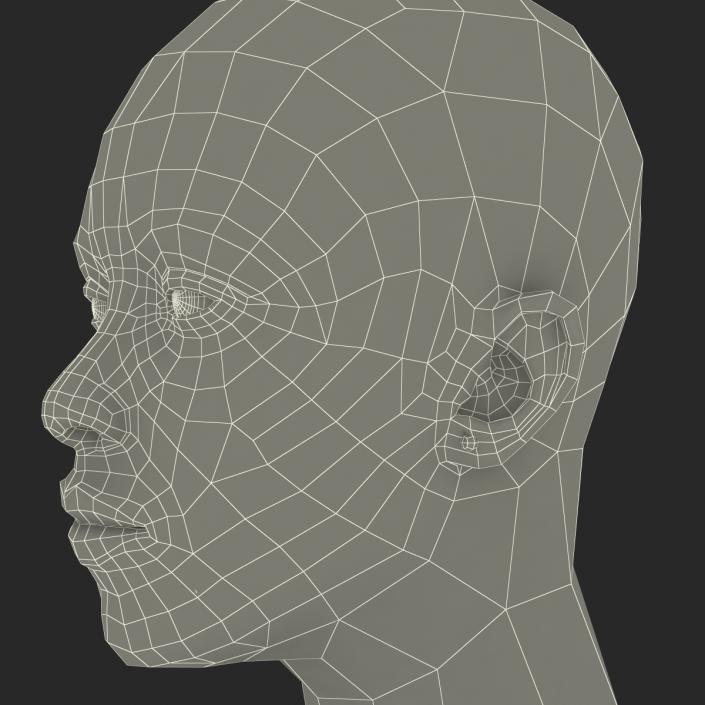 African American Woman Head 3D