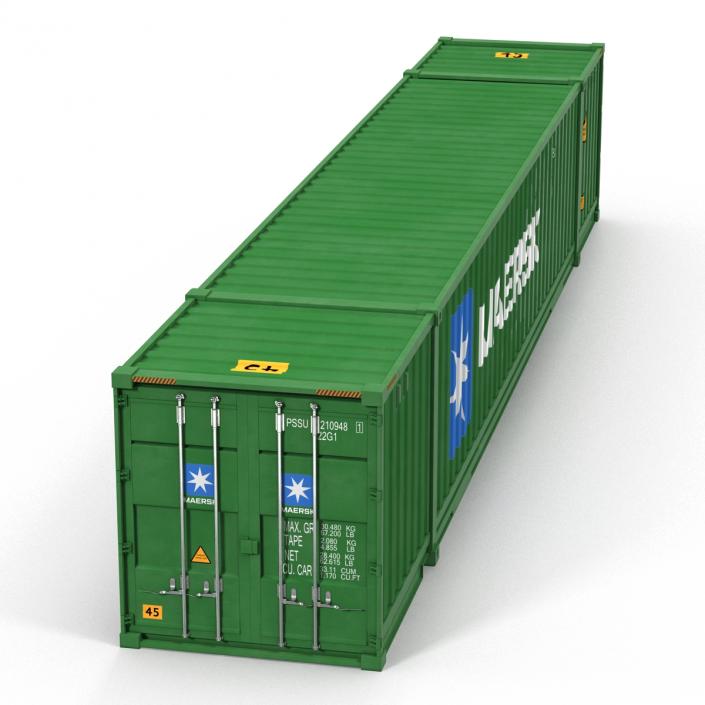 53 ft Shipping ISO Container Green 3D model