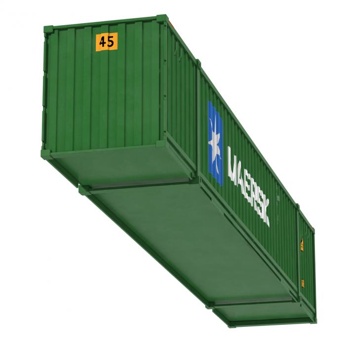 53 ft Shipping ISO Container Green 3D model