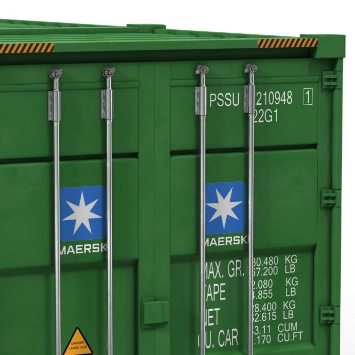 53 ft Shipping ISO Container Green 3D model