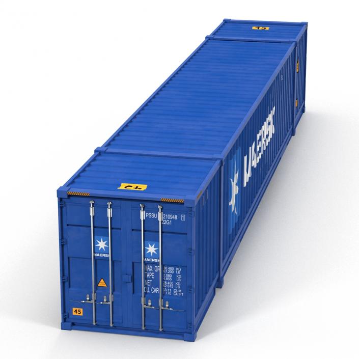 3D 53 ft Shipping ISO Container Blue model