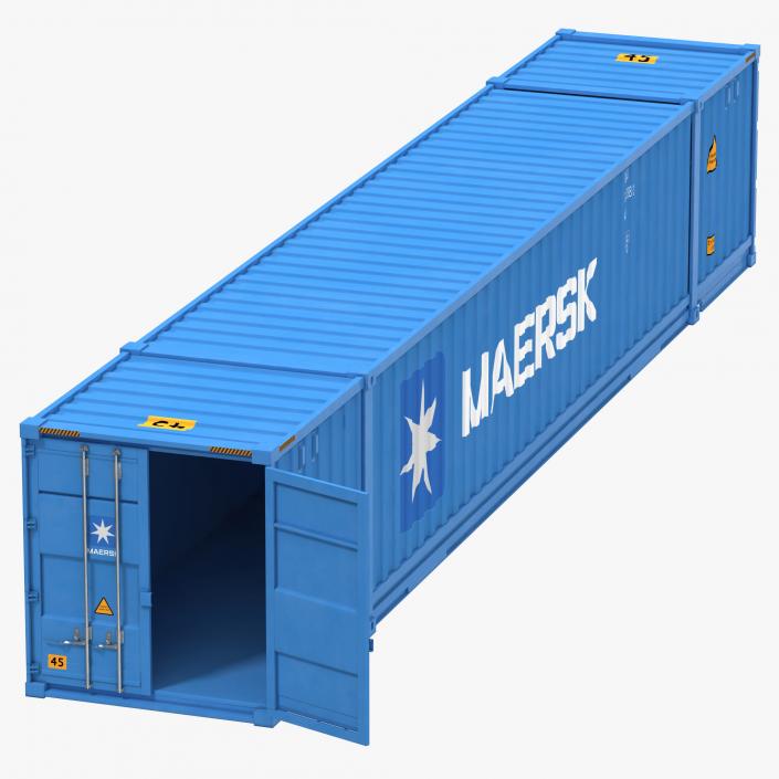 3D model 53 ft Shipping ISO Container Blue 2