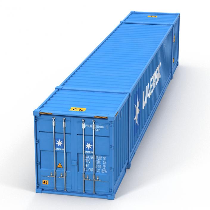 3D model 53 ft Shipping ISO Container Blue 2