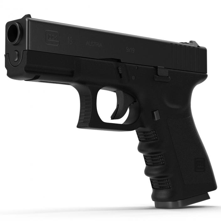 Compact Pistol Glock 19 Black 3D model