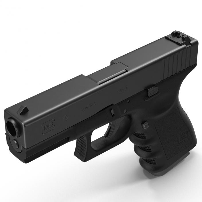 Compact Pistol Glock 19 Black 3D model