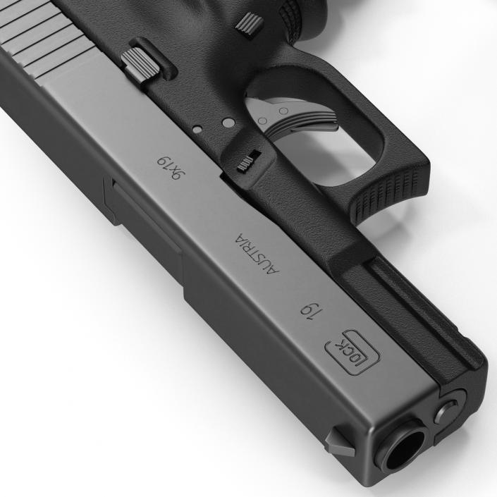 Compact Pistol Glock 19 Black 3D model