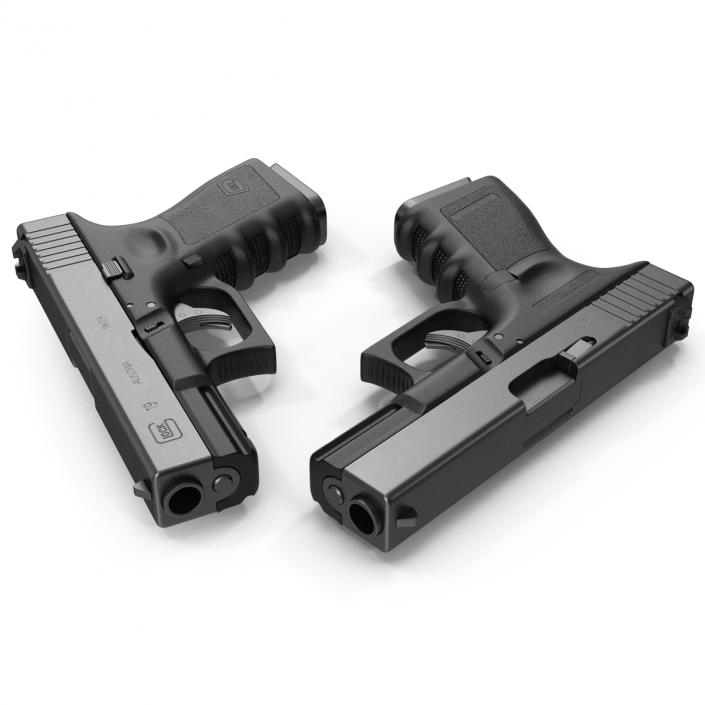 Compact Pistol Glock 19 Black 3D model