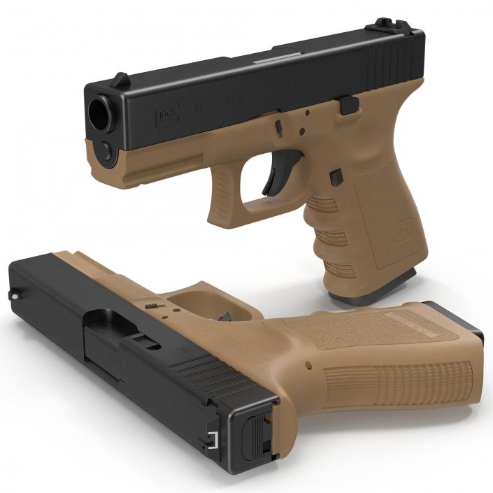 3D Compact Pistol Glock 19 model