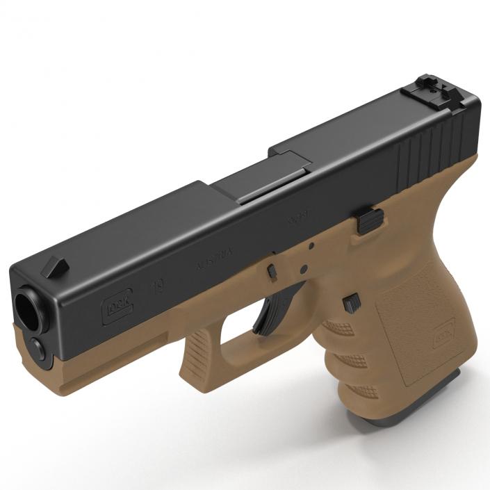 3D Compact Pistol Glock 19 model