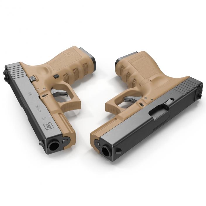 3D Compact Pistol Glock 19 model