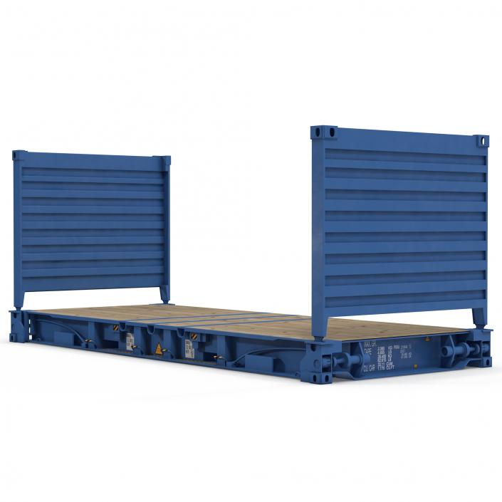 Flat Rack Container Blue 3D model