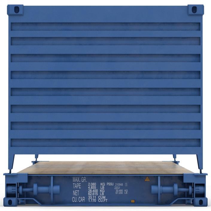 Flat Rack Container Blue 3D model