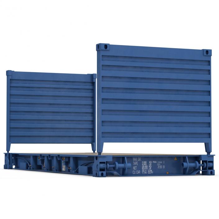 Flat Rack Container Blue 3D model