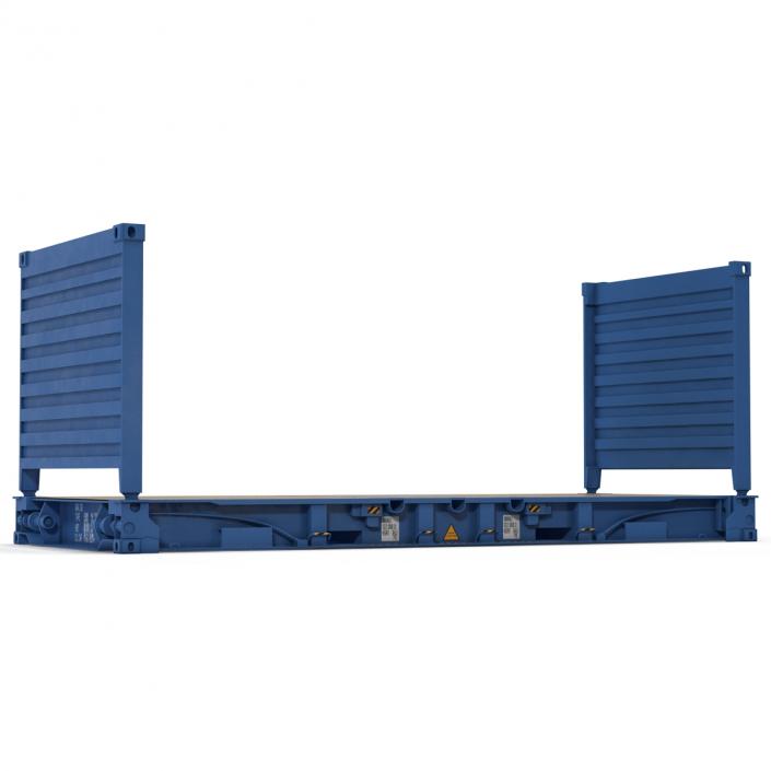 Flat Rack Container Blue 3D model