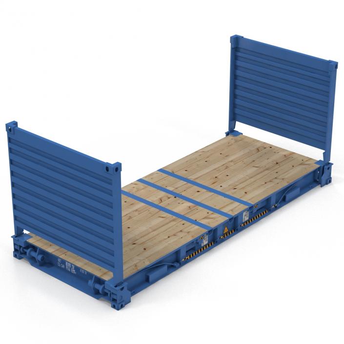 Flat Rack Container Blue 3D model