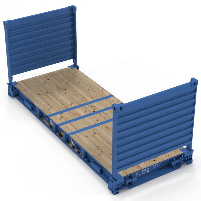 Flat Rack Container Blue 3D model