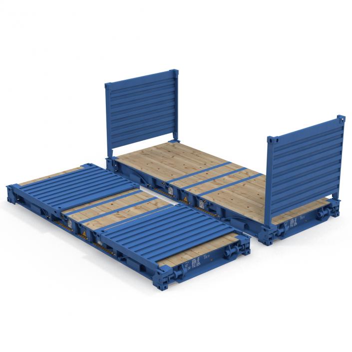 Flat Rack Container Blue 3D model