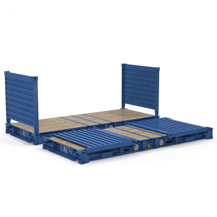 Flat Rack Container Blue 3D model