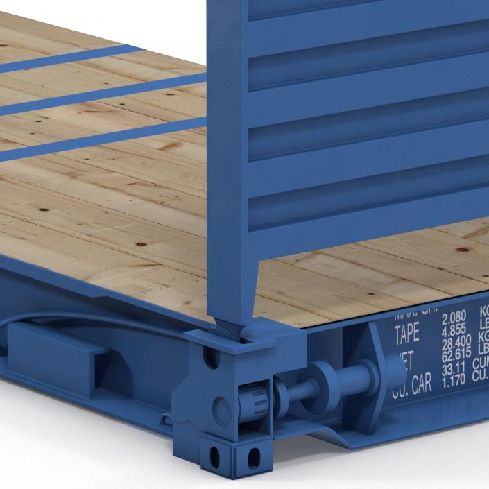 Flat Rack Container Blue 3D model