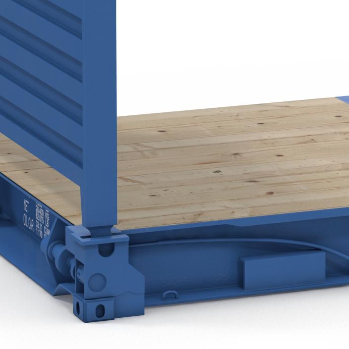 Flat Rack Container Blue 3D model