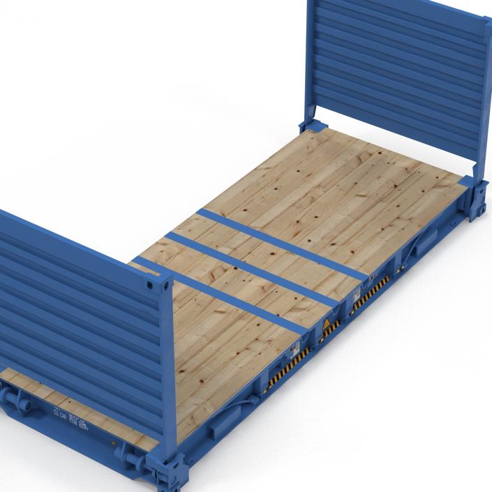 Flat Rack Container Blue 3D model