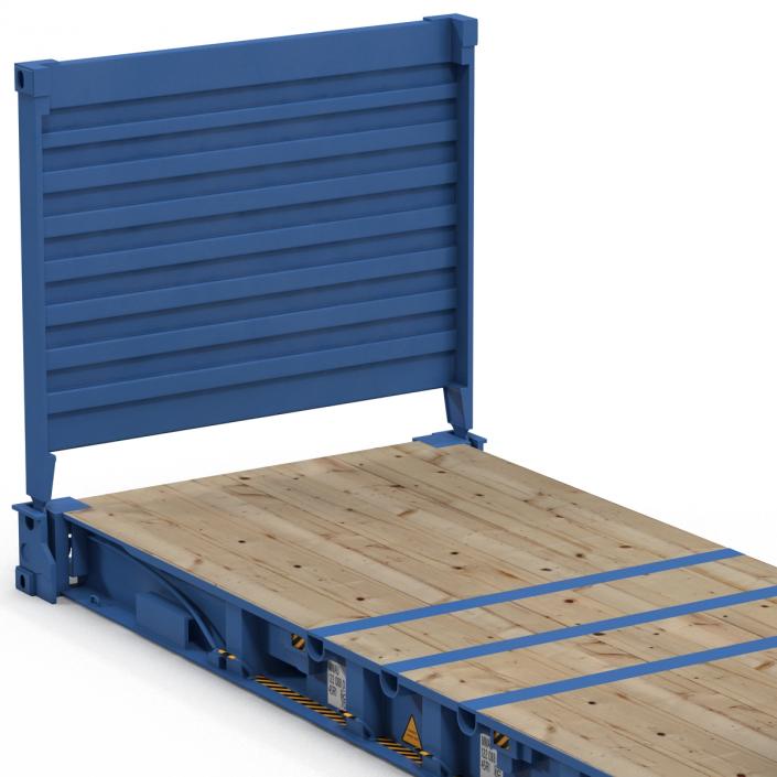 Flat Rack Container Blue 3D model