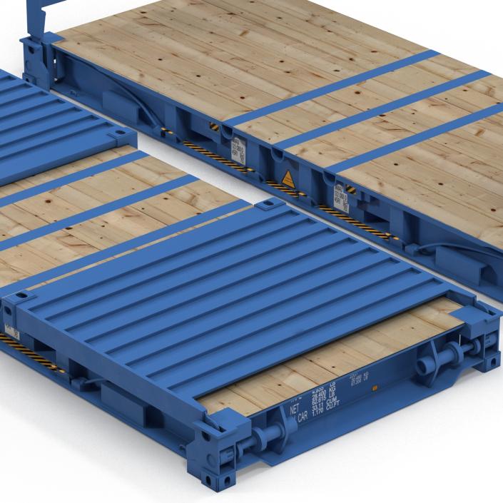 Flat Rack Container Blue 3D model