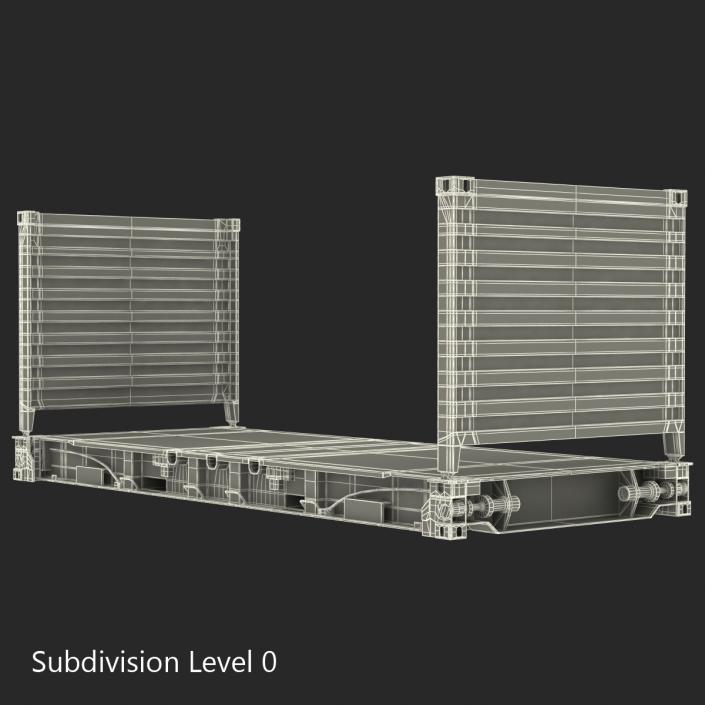 Flat Rack Container Blue 3D model