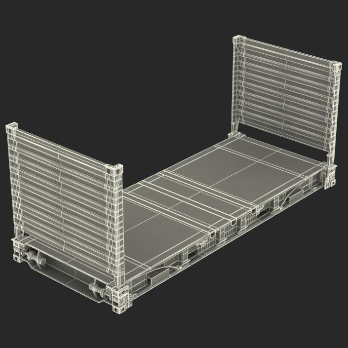 Flat Rack Container Blue 3D model