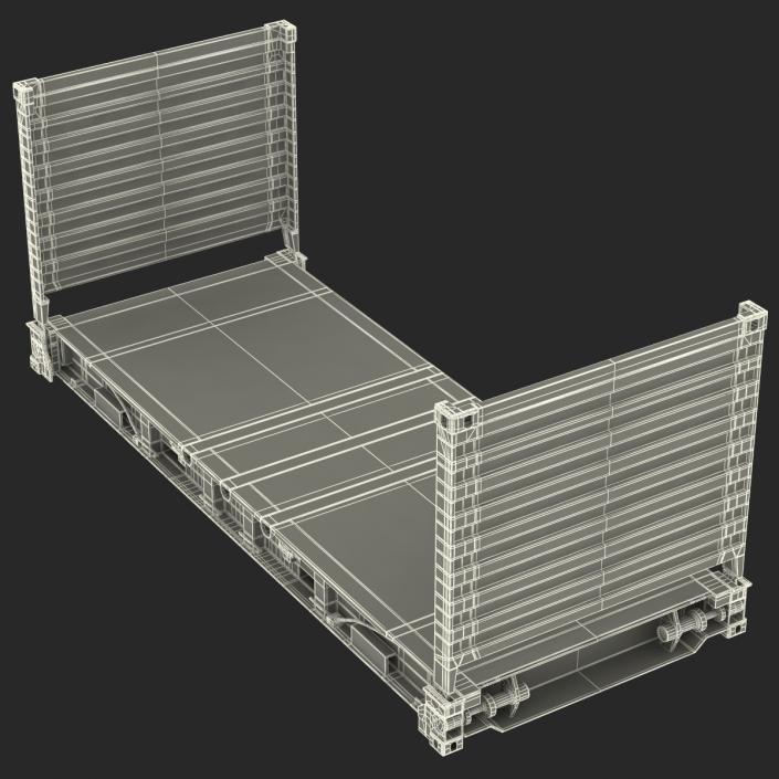 Flat Rack Container Blue 3D model