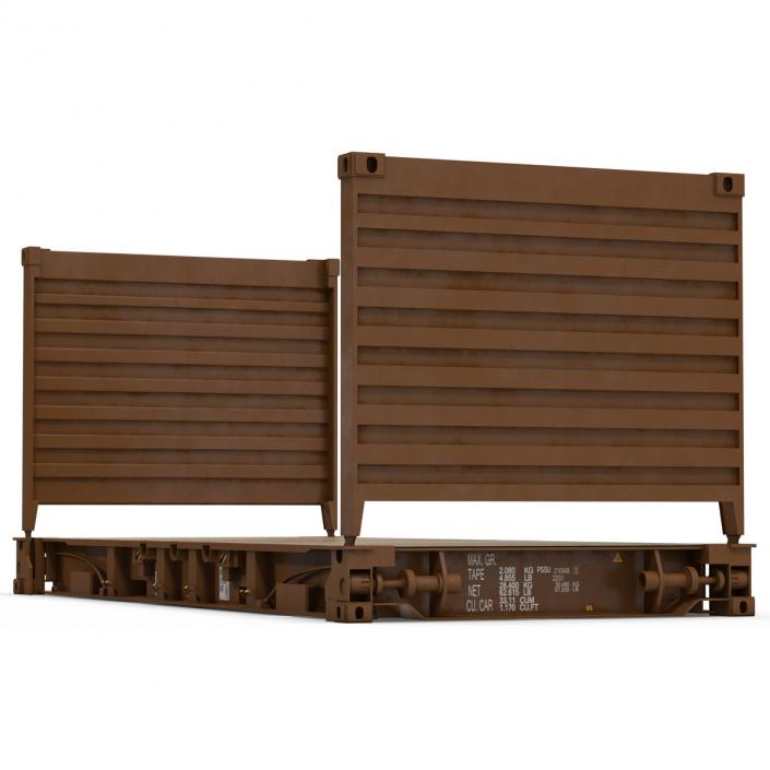 3D model Flat Rack Container Brown