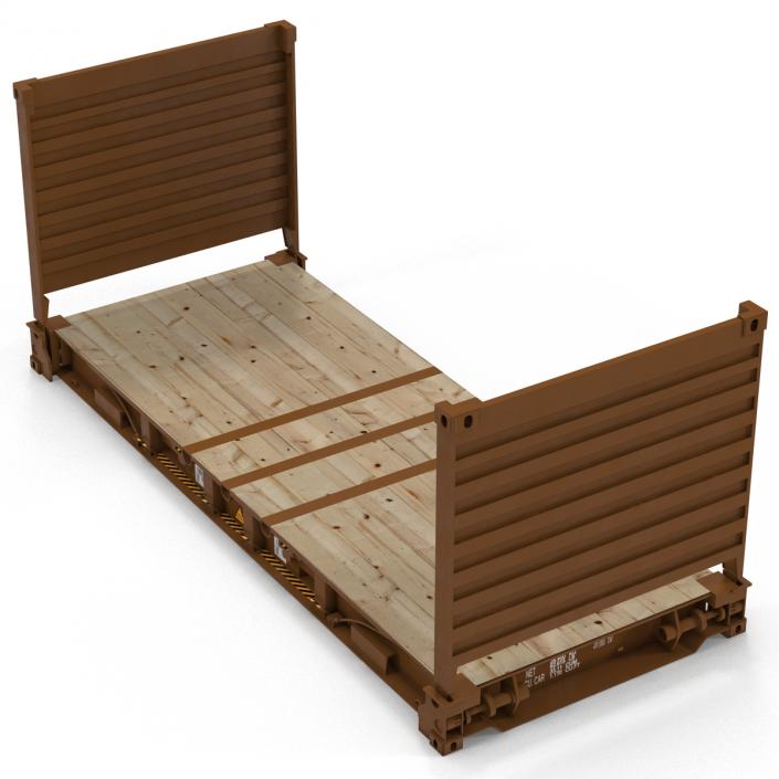 3D model Flat Rack Container Brown