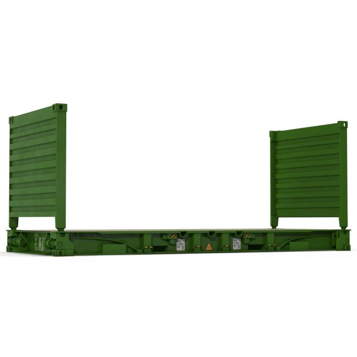 3D model Flat Rack Container Green