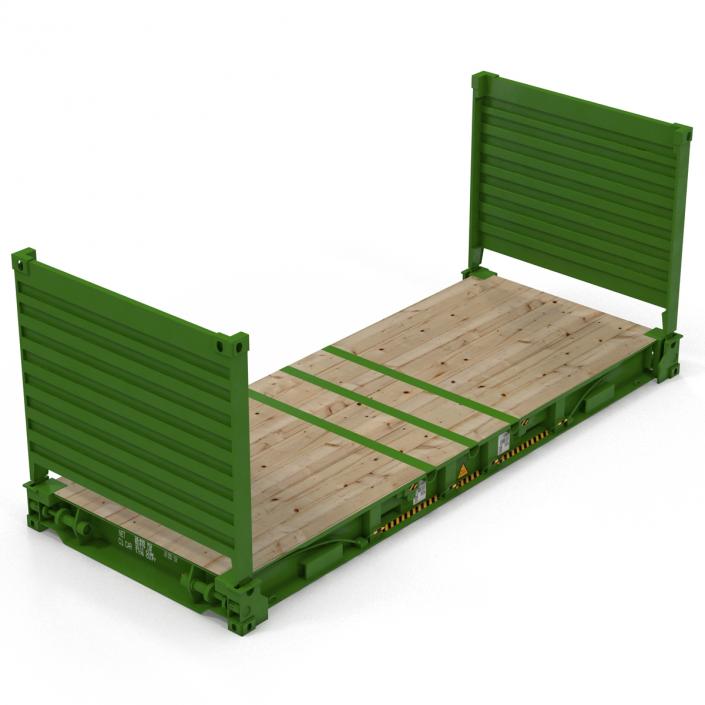 3D model Flat Rack Container Green