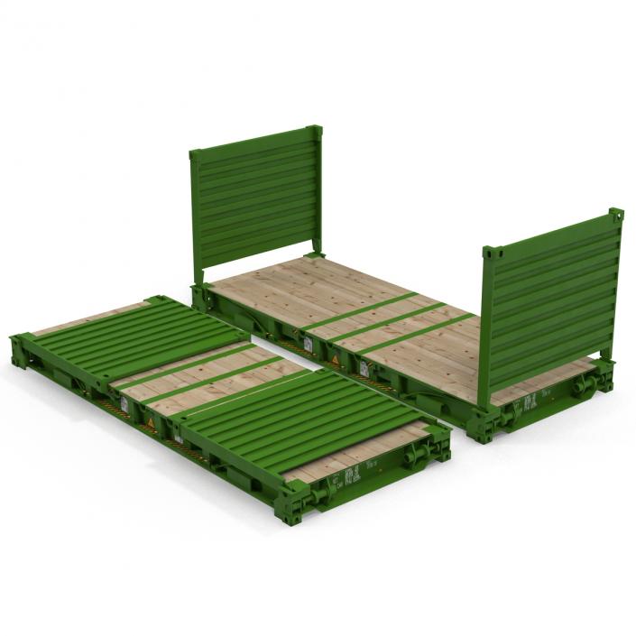 3D model Flat Rack Container Green